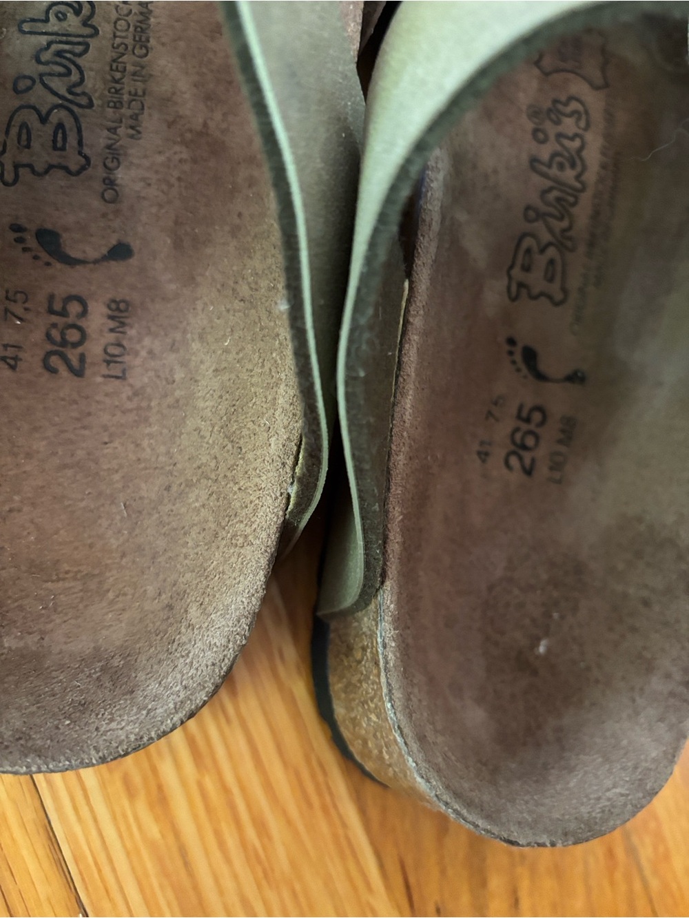 Birkenstock Pisa Birki’s Footbed Sandals 265 L10 M8 Euro 41 Brown Tan Light Sage - Picture 12 of 13